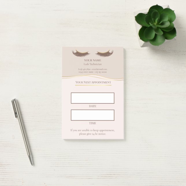 Post-it® Elegant beige and gold Lash appointment (Bureau)