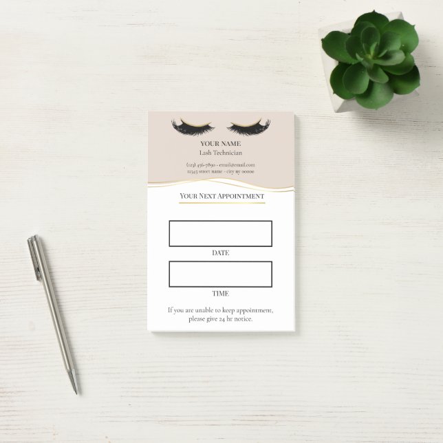Post-it® Elegant beige and gold Lash appointment (Bureau)