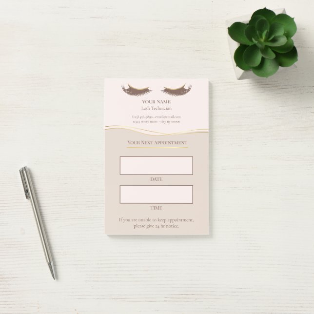 Post-it® Elegant beige and gold Lash appointment (Bureau)