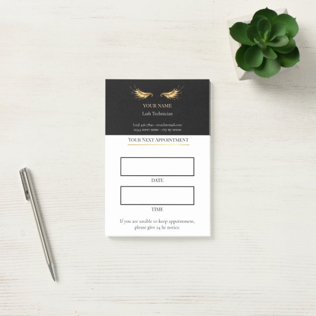 Post-it® Elegant black and gold Lash appointment (Bureau)