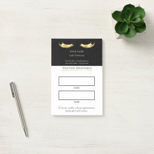 Post-it® Elegant black and gold Lash appointment (Bureau)