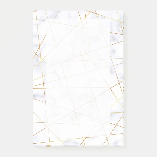 Post-it® élégant blanc de marbre faux or géométrique (Devant)