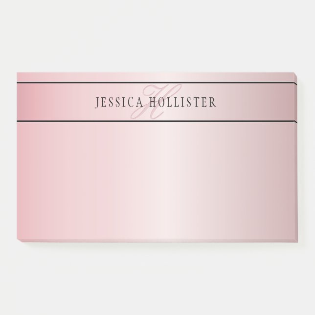 Post-it® Elégant Blush Faux Rose Gold | Nom et initiales (Devant)