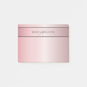Post-it® Elégant Blush Faux Rose Gold   Nom et initiales