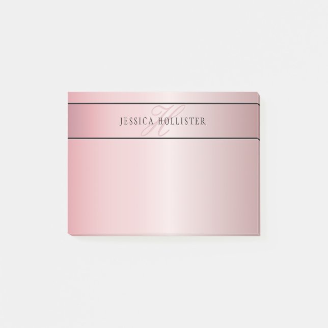 Post-it® Elégant Blush Faux Rose Gold | Nom et initiales (Devant)