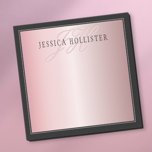 Post-it® Elégant Blush Faux Rose Gold | Nom et initiales (Créateur téléchargé)
