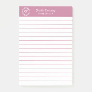 Post-it® Élégant Blush Pink Professionnel Monogramme Busi