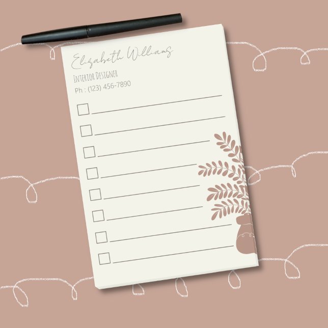 Post-it® Elegant Botanical To-Do List Post-It Notes  (Elegant botanical to-do list the half the silhouette of a house plant in a brown color . )
