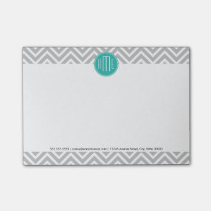 Post-it® Élégant chévron gris moderne et monogramme de m