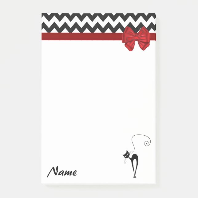 Post-it® Elégant chevron whimsical drôle chat monogramme (Devant)