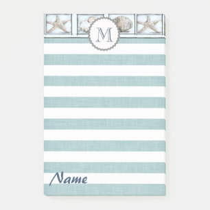 Post-it® Elégant chic coquillages d'été rayures monogramme