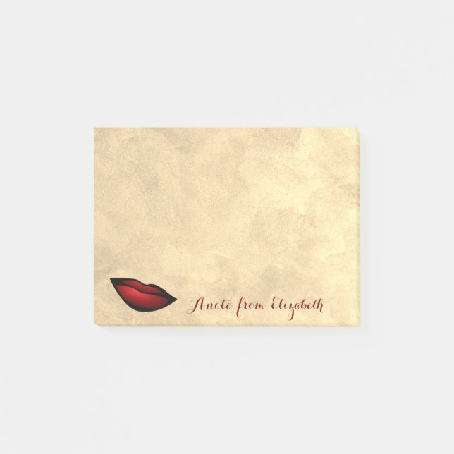Post-it® Élégant Chic Féminin, Or, Lèvres Rouges (Devant)