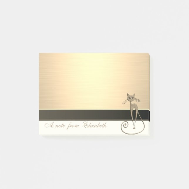 Post-it® Élégant Chic  Féminin Stylé, Faux Or, Chat (Devant)