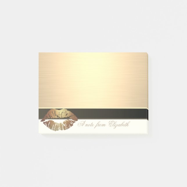 Post-it® Élégant Chic  Féminin Stylé, Faux Or, Lèvres (Devant)