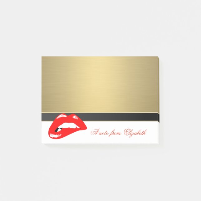 Post-it® Élégant Chic  Féminin Stylé, Faux Or, Lèvres (Devant)