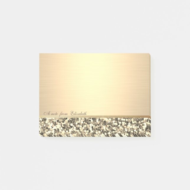 Post-it® Élégant Chic  Fille Stylée , Paillettes Dorées (Devant)