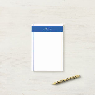 Post-it® Elégant Chic Monogramme Marine Bleu Frontière géom