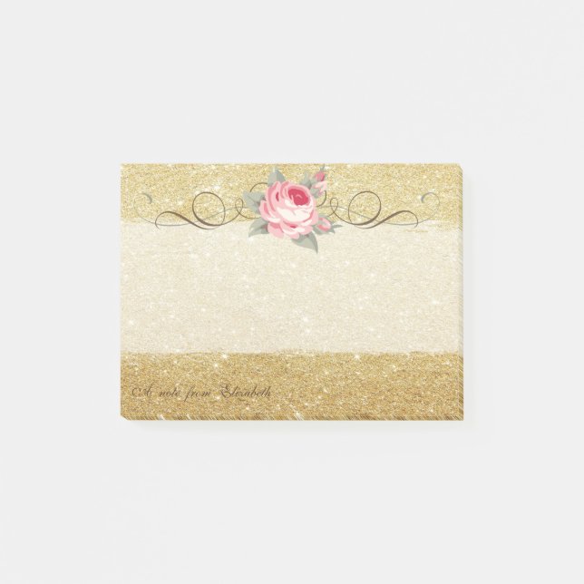 Post-it® Élégant, Chic, Rose, Pailleté (Devant)
