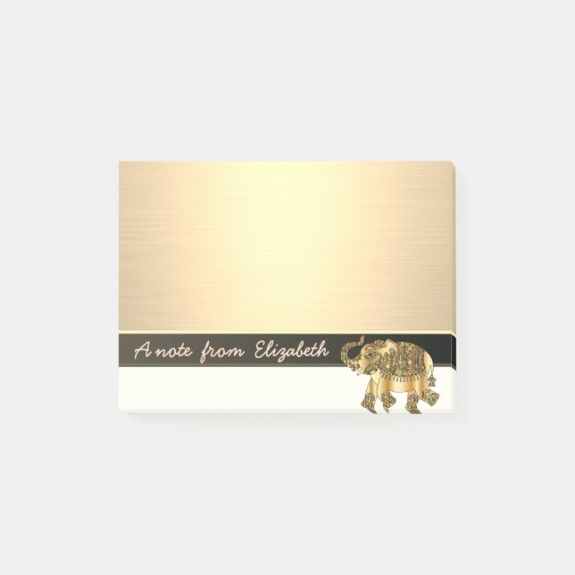 Post-it® Elégant Chic Stylish Girly, Faux Gold Elephant (Devant)