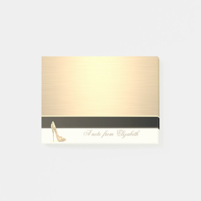 Post-it® Élégant Chic Stylish Girly, Faux Gold, Haut Talon (Devant)