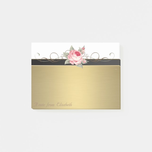 Post-it® Élégant Chic Stylish Girly, Faux Gold, Rose (Devant)