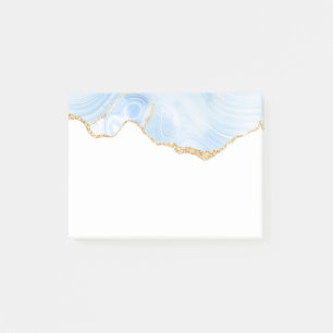 Post-it® Élégant Cool Bleu Agate et Parties scintillant Or 
