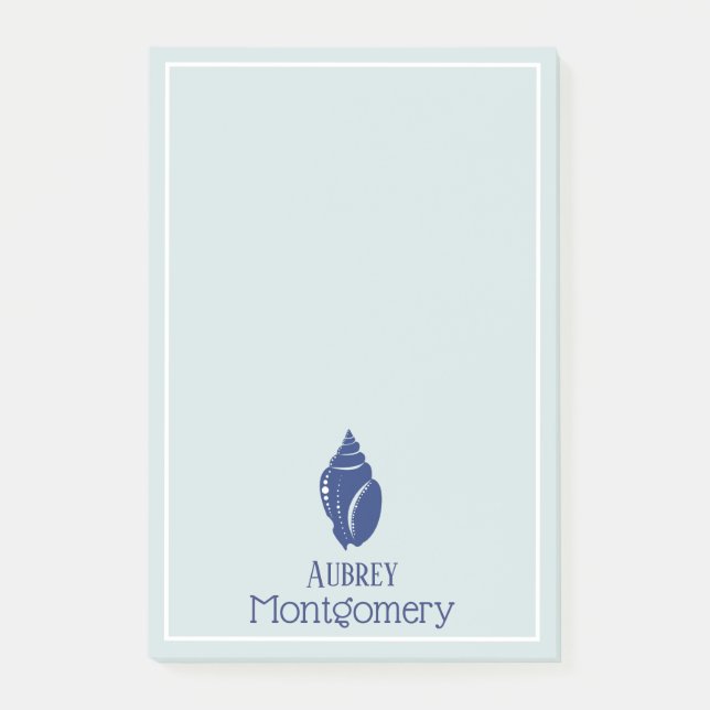 Post-it® Elégant Coquillage Spiral Bleu Personnalisé (Devant)