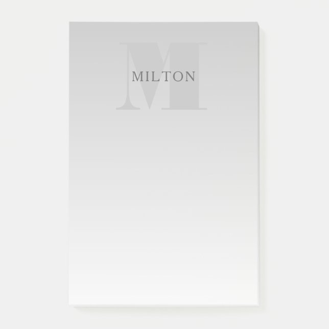 Post-it® Élégant dégradé gris argent faux monogramme classi (Devant)