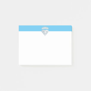 Post-it® Élégant diamant et diadème sur bleu turquoise et b
