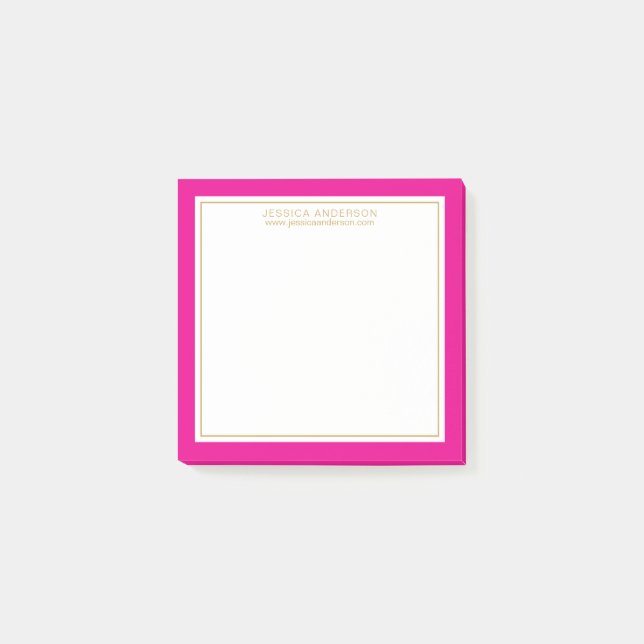 Post-it® Elégant et Girly Magenta/White/Gold Personnalisé (Devant)