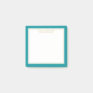 Post-it® Élégant et moderne Turquoise/blanc/Or Personnalisé