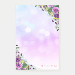 Post-it® Élégant Fille Style, Bokeh, Fleurs Aquarelle