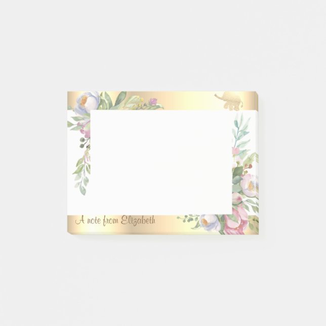 Post-it® Élégant Fleurs d'Éléphant Pailleté Or Moderne - Pe (Devant)