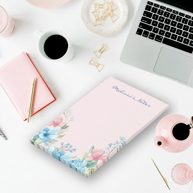 Post-it® Elégant Fleurs sauvages d'aquarelle rose moderne (Créateur téléchargé)