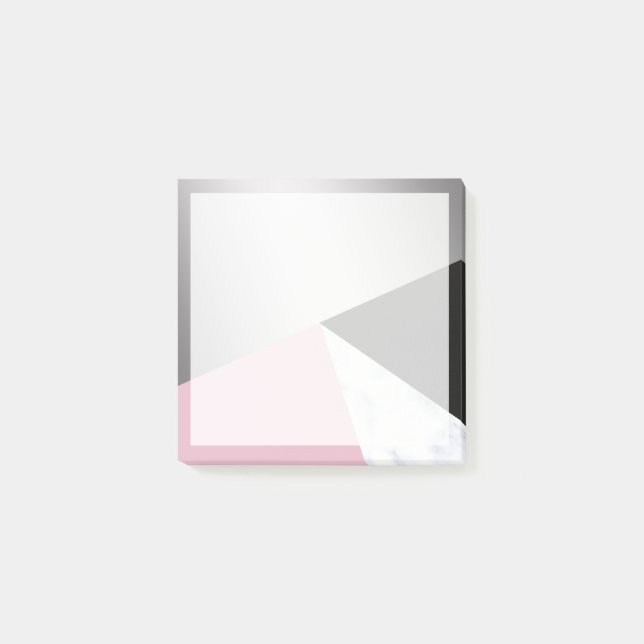 Post-it® Elégant géométrique argent blanc marbre rose noir (Devant)