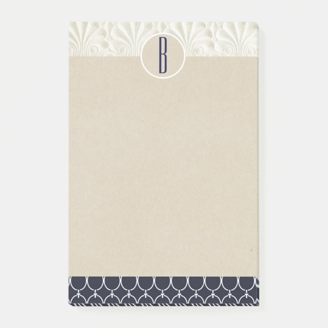 Post-it® Élégant Glam Nautique Personnalisé Kraft Monogramm (Devant)
