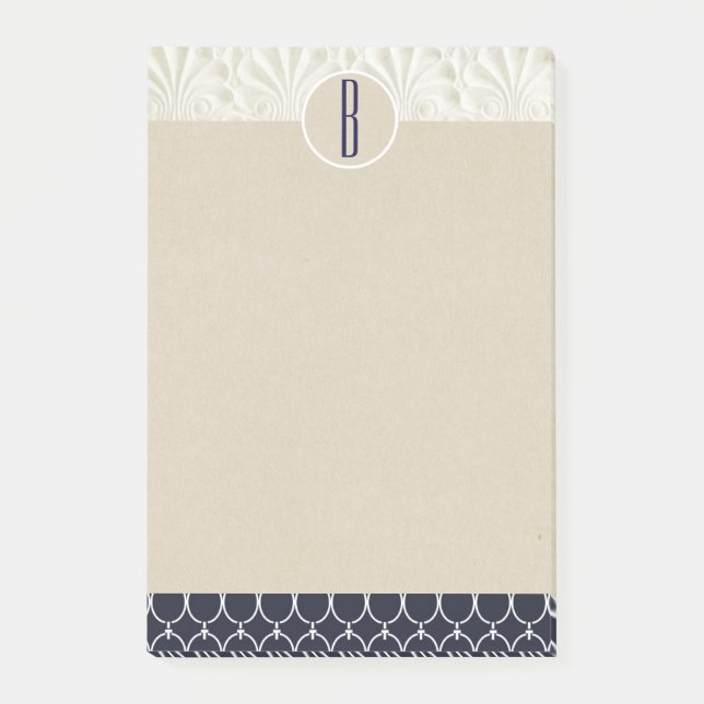 Post-it® Élégant Glamour Nautique Monogramme Kraft Rustique (Devant)
