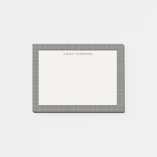 Post-it® Élégant Houndstooth Monogramme Noir et Ivoire (Devant)