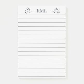Post-it® Elegant Leaf Monogram Personalized Lined