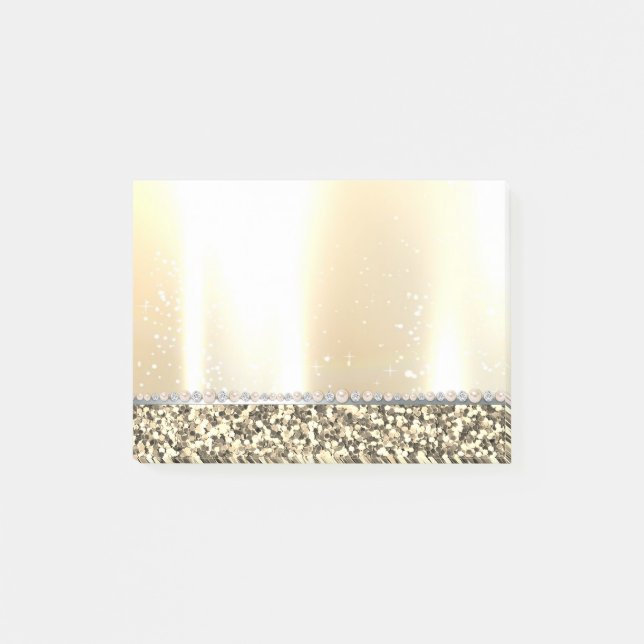 Post-it® Élégant Luxe Paillettes Dorées, Diamants, Perles (Devant)