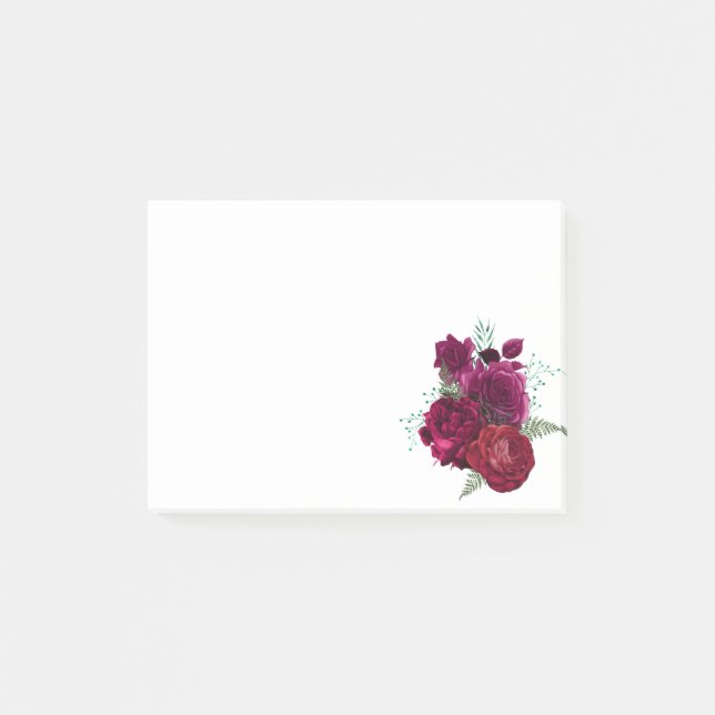Post-it® Elegant Magenta Rose Floral Bouquet (Devant)