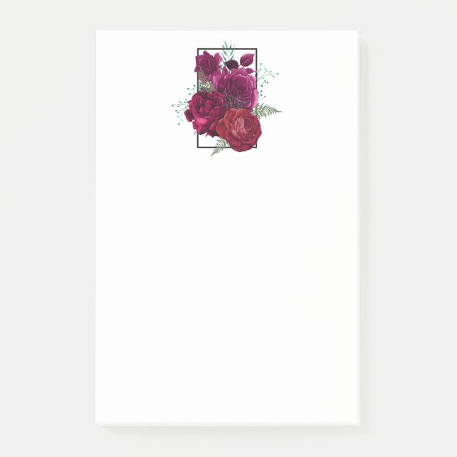 Post-it® Elegant Magenta Rose Floral Bouquet (Devant)