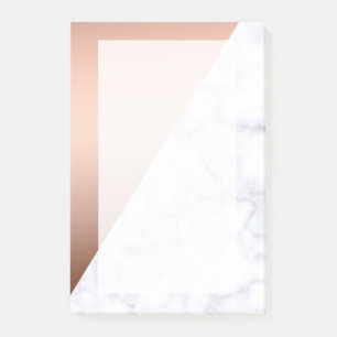 Post-it® Elégant marbre blanc et géométrique rose doré