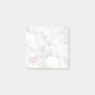 Post-it® Elégant Marbre et Rose Gold Foil Coeur géométrique