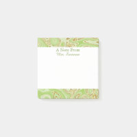 Elégant Marbre Vert Or Personnalisé Sticky Note