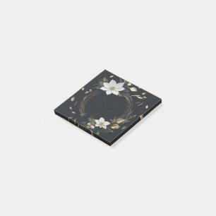 Post-it® Élégant Mariage de couronnes florales noir blanc e