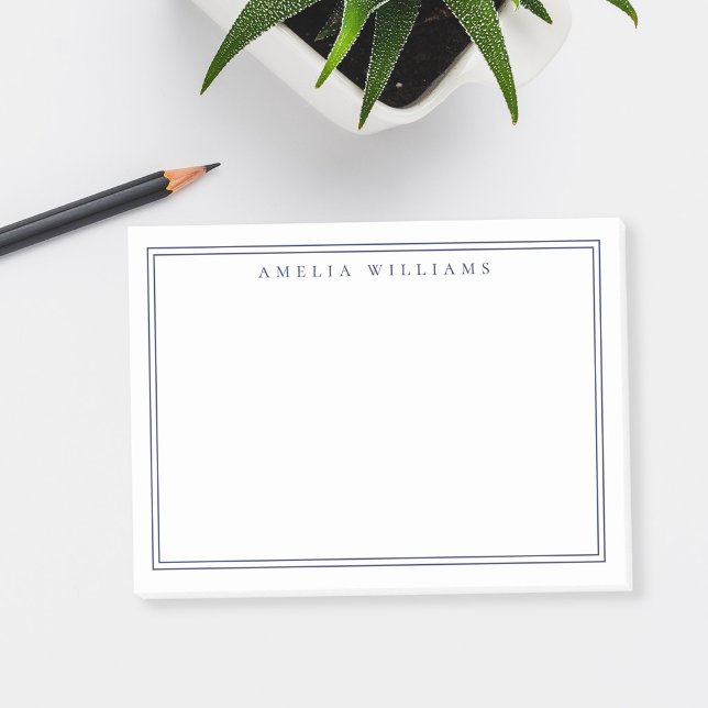 Post-it® Élégant Minimaliste Bleu Deux Bordures (Créateur téléchargé)