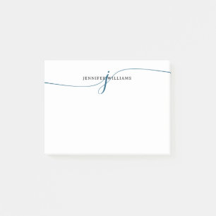 Post-it® Élégant minimaliste marine Monogramme de script bl
