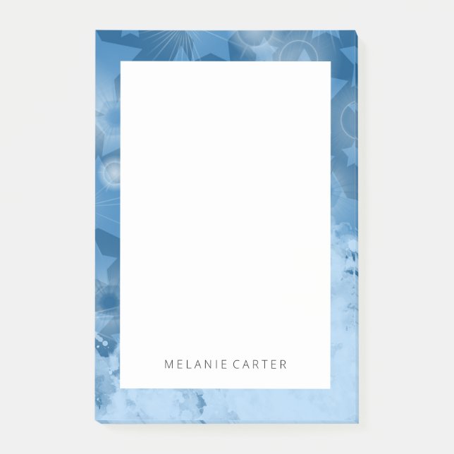 Post-it® Elégant Moderne Etoiles motif Classic Bleu Nom (Devant)