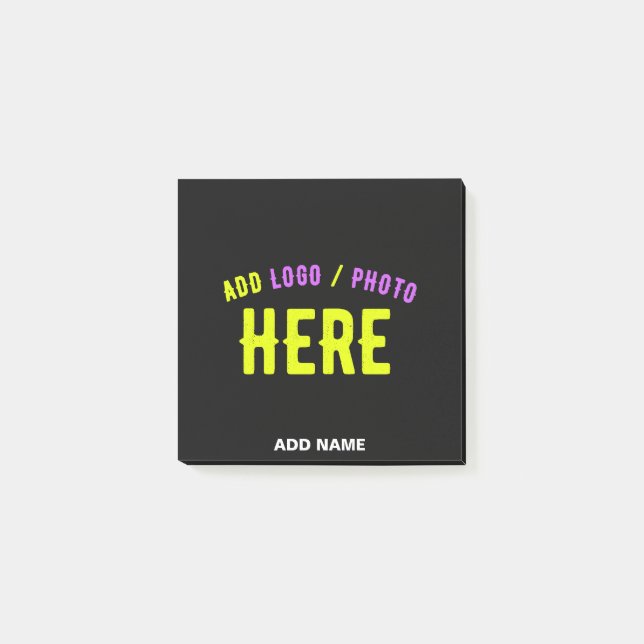 POST-IT® ÉLÉGANT MODERNE PERSONNALISABLE NOIR MARQUE VERIFI (Devant)